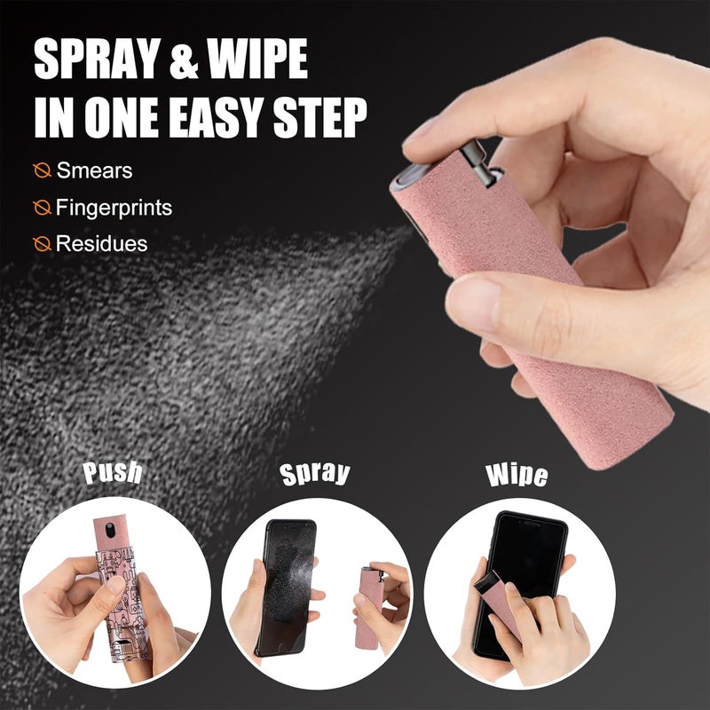 walrfid Graffiti Computer Screen Cleaner, Car Screen Cleaner Spray and Wipe, Electronic Cleaning Spray for Laptop iPad, iPhone, MacBook, TV, Monitor, Tablet Display, with Black Case - Pink - Image 3